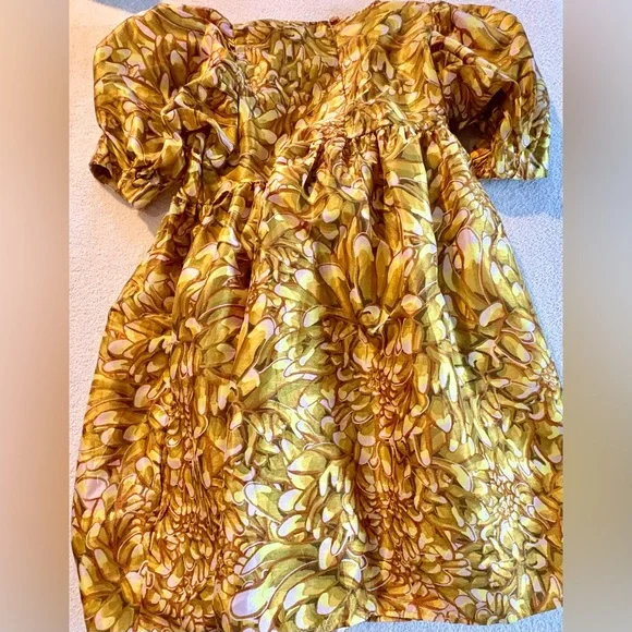 Kika Vargas x Target Gold Mum Floral Puff Sleeve Dress XS - Picture 8 of 10